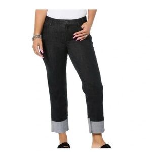 Democracy Ab Solution High Rise Boyfriend Jean Reverse Fixed Cuff Cropped Size 4
